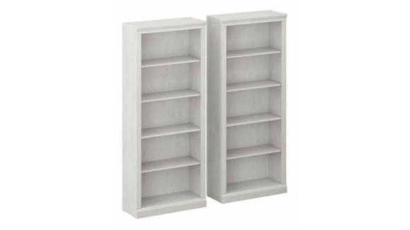 Tall 5 Shelf Bookcases (Set of 2)