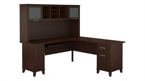 72in W L-Shaped Desk with Hutch