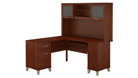 60in W L Shaped Desk with Hutch