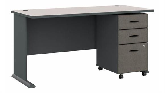 60in W Desk with Mobile File Cabinet (Assembled)