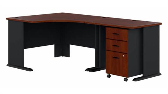 48in W Corner Desk with 36in W Return and Mobile File Cabinet (Assembled)