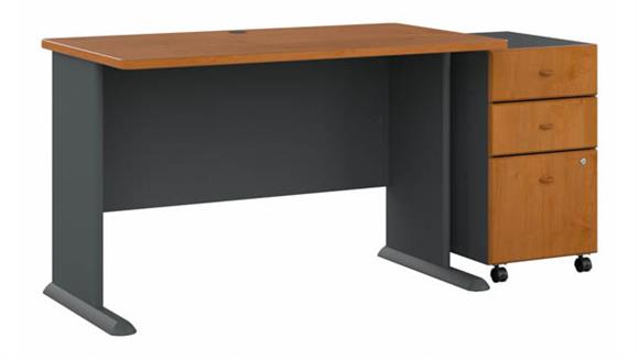 48in W Desk with Assembled 3 Drawer Mobile File Cabinet
