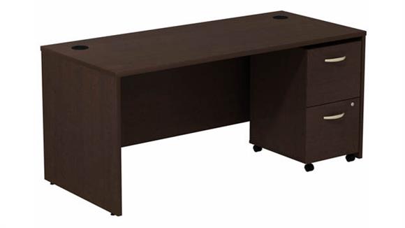 66in W Desk with Assembled 2 Drawer Mobile Pedestal