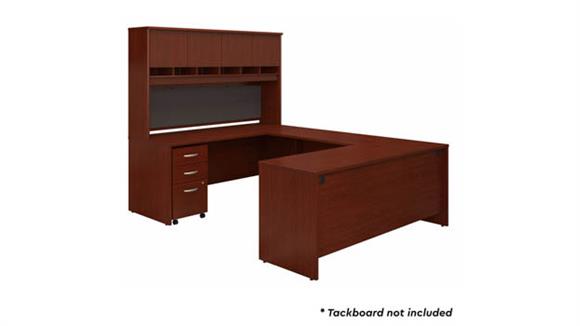 72in W U-Shaped Desk with Hutch and Assembled Mobile File Cabinet