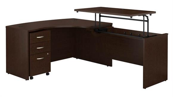 60in W x 43in D Right Hand 3 Position Sit to Stand L Shaped Desk with Mobile File Cabinet