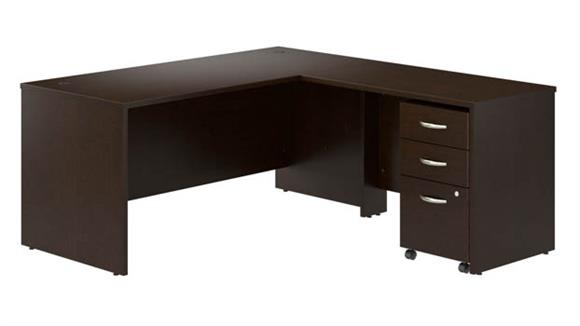 66in W L-Shaped Desk with 42in W Return and Mobile File Cabinet