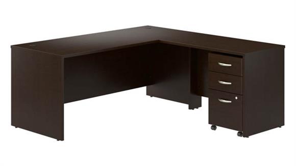 72in W L-Shaped Desk with 42in W Return and Mobile File Cabinet