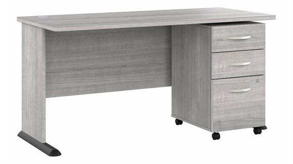 60in W Computer Desk with Assembled 3 Drawer Mobile File Cabinet