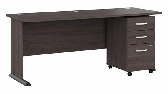 72in W Computer Desk with Assembled 3 Drawer Mobile File Cabinet