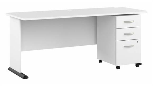 72in W Computer Desk with Assembled 3 Drawer Mobile File Cabinet