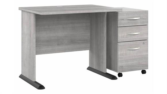 36in W Small Computer Desk with Assembled 3 Drawer Mobile File Cabinet