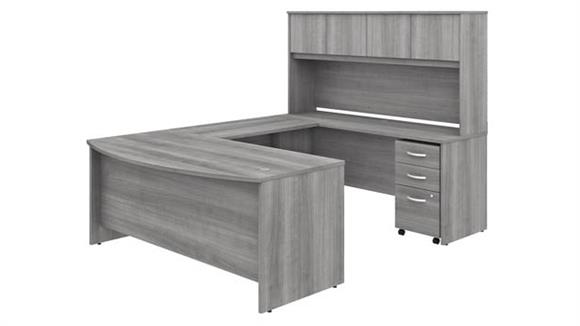 72in W x 36in D U-Shaped Desk with Hutch and Assembled Mobile File Cabinet