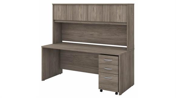 72in W x 30in D Office Desk with Hutch and Assembled Mobile File Cabinet