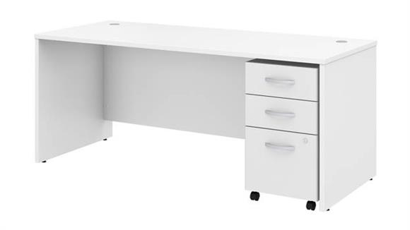 72in W x 30in D Office Desk with Assembled Mobile File Cabinet