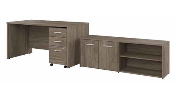 60in W x 30in D Office Desk with Storage Return and Assembled  Mobile File Cabinet