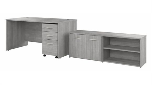 60in W x 30in D Office Desk with Storage Return and Assembled  Mobile File Cabinet