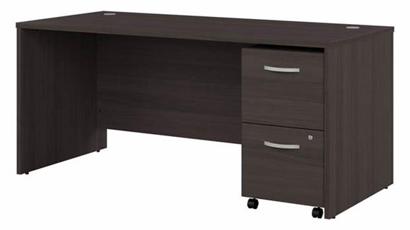 66in W x 30in D Office Desk with Assembled 2 Drawer Mobile File Cabinet