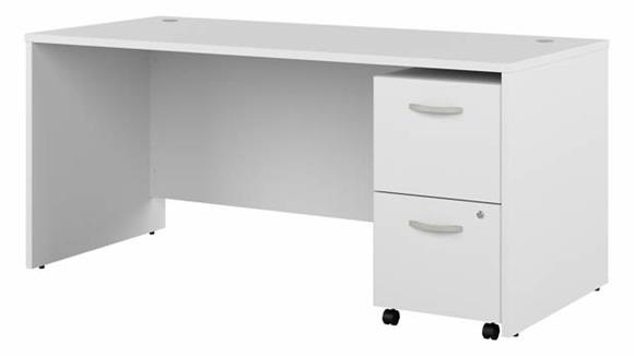 66in W x 30in D Office Desk with Assembled 2 Drawer Mobile File Cabinet