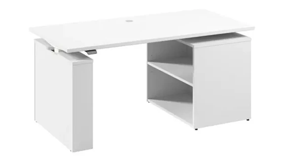 60in Electric Height Adjustable Standing Desk with Bookcase