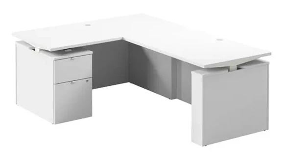 60in Height Adjustable L-Shaped Standing Desk with File Cabinet