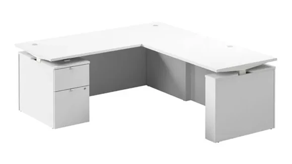 72in W  Height Adjustable L-Shaped Standing Desk with File Cabinet