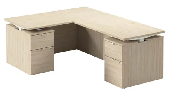 60in Height Adjustable L-Shaped Standing Desk with Drawers