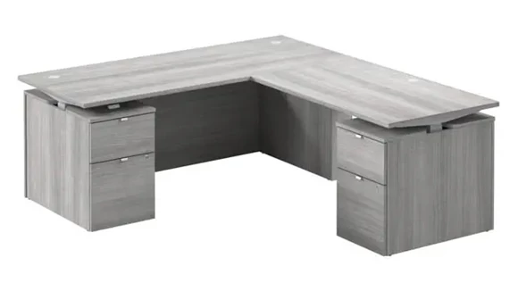 72in W Height Adjustable L-Shaped Standing Desk with Drawers