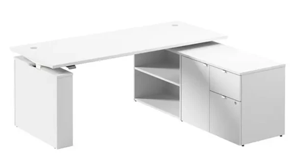 72in W Electric Height Adjustable Standing Desk with Storage