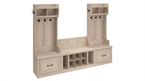 Entryway Storage Set with Hall Trees and Shoe Bench with Drawers
