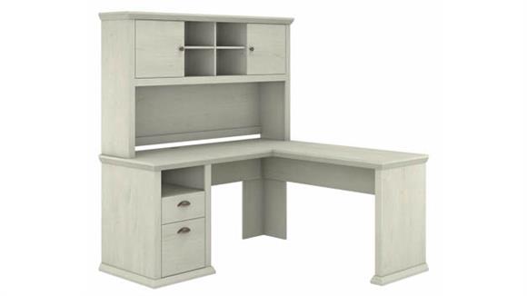 60in W L-Shaped Desk with Hutch