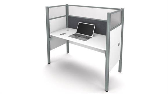 Simple Workstation - White with Tack Board and Acrylic Glass Privacy Panels