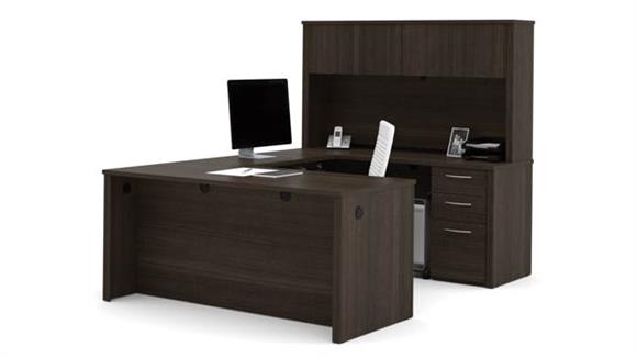 66in W U-Shaped Executive Desk with Pedestal and Hutch
