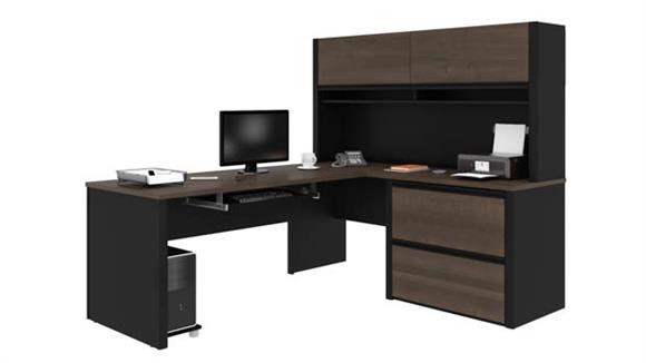 72in W x 83in D L-Shaped Workstation with Hutch