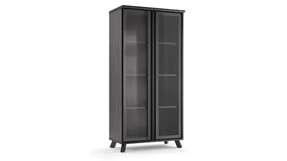 Bookcase 32in W x 18in D x 65in H with Glass Doors