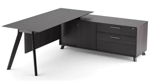 L-Desk 82in W x 63in D with 1 Pedestal