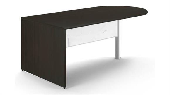 Bullet End Desk with White Glass Modesty Panel