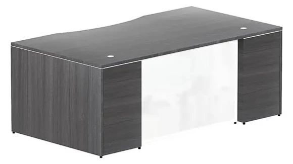 Bow-Front Desk 72in W x 42in D with 1 Pedestal