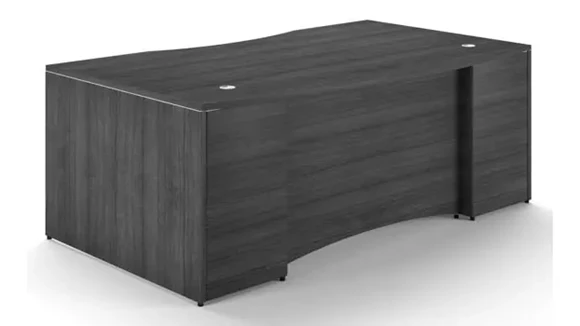 Bow-Front Desk 72in W x 42in D with 1 Pedestal