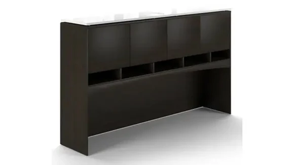 Desk Hutch 66in W x 15in D x 43in H with Glass Doors