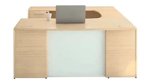 Bow-Front U-Desk 72in W x 108in D with 2 Pedestals