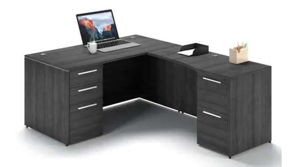 L-Desk 66in W x 72in D with 2 Pedestals
