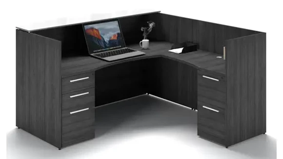L-Desk Reception Desk 72in W x 78in D with 2 Pedestals