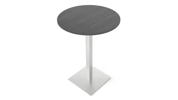 Cafeteria Table 30in Round with Square Brushed Stainless Steel Base