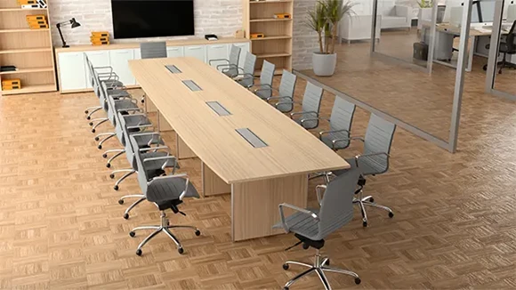 Boat Shape Conference Table 18ft W x 48in D
