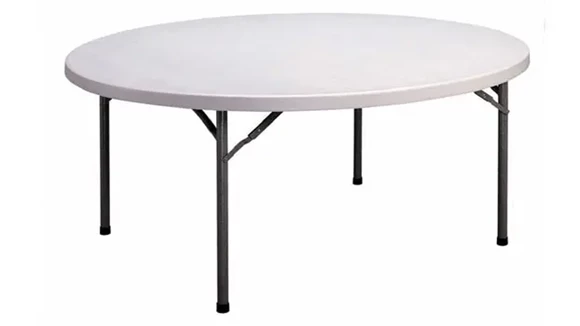 Round Folding Table 6ft Blow-Molded Plastic Outdoor-Rated