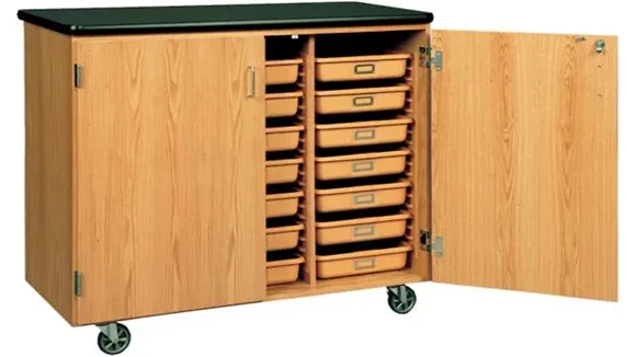 Mobile Tote Tray Storage Cabinet