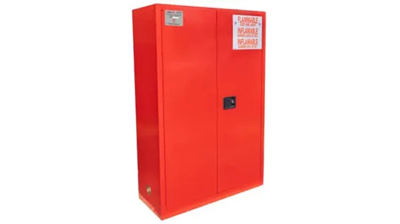 Fireproof Storage Cabinet 34in W x 34in D x 65in H with Trilingual Warning Labels