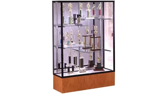 Display Case 48in W x 16in D x 72in H with Sliding Tempered Glass Doors