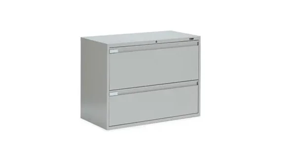 Ball-Bearing Lateral File Cabinet 36in W x 18in D x 27in H with 2 Drawers