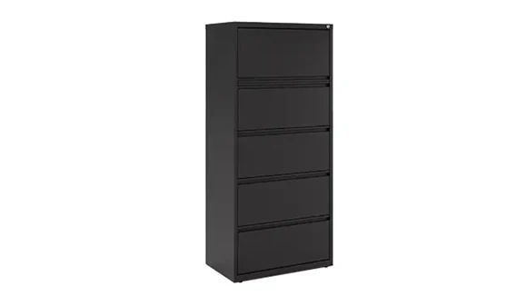 Ball-Bearing Lateral File Cabinet 30in W x 19in D x 68in H with 5 Drawers